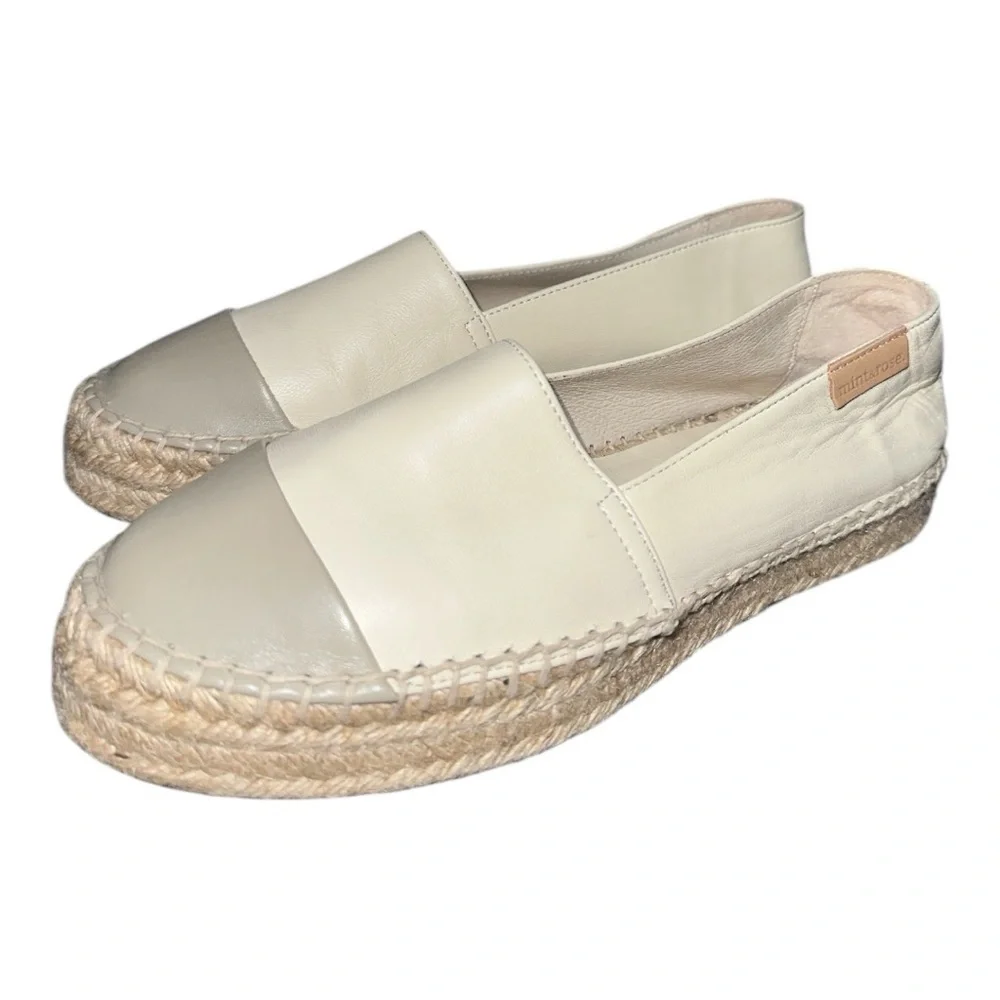 Mint&Rose Women's Cream cap toe Espadrilles shoes size 38EU